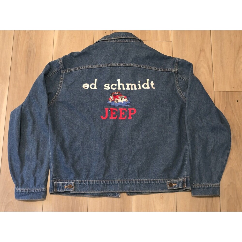 Vtg 90s Jeep Denim Jacket L UAW Union Made Ed Schmidt Toledo OH MINT CONDITION